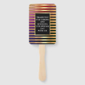 Éventail Ventilateur main parties scintillant or et Mariage (Dos)