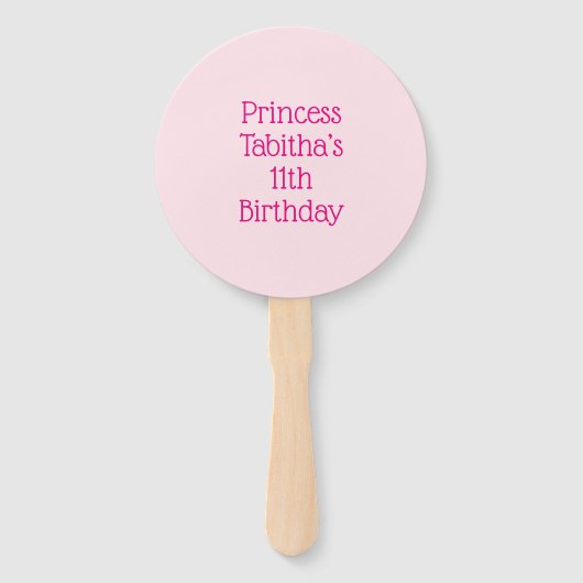 Éventail Ventilateur main princesse rose (Dos)