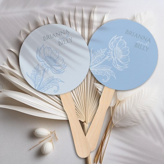 Éventail Ventilateur Mariage bleu minimaliste