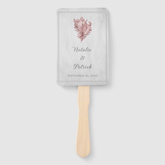 Éventail Ventilateurs à main Mariage de coquille rose (Devant)