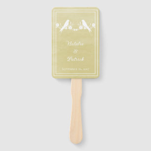 Éventail Ventilateurs à main Mariage de Lovebird Jaune