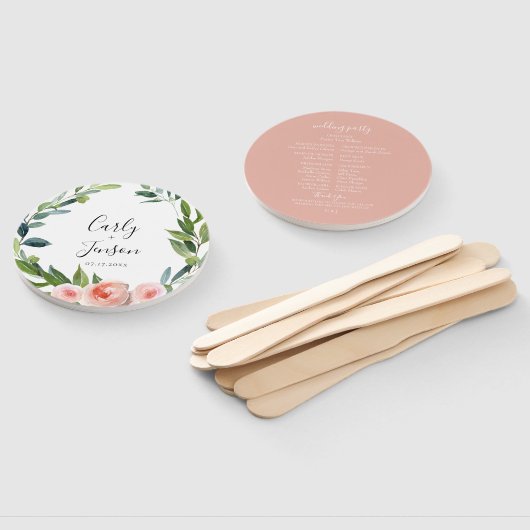 Éventail Ventilateurs à main Mariage Dusty Rose Floral (Non-assemblé)