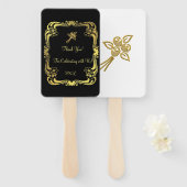 Éventail Ventilateurs à main noir et or (Devant et derrière)