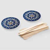 Éventail Ventilateurs Bleus À Main Bleue Joliment Brodés (Non-assemblé)