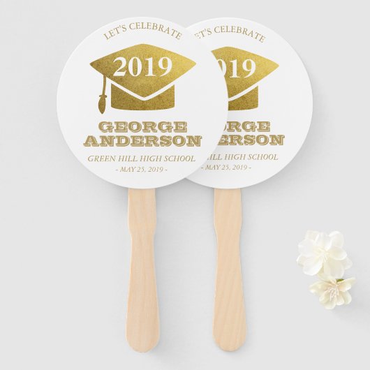 Éventail Ventilateurs de diplôme - Gold Grad (Devant et derrière)