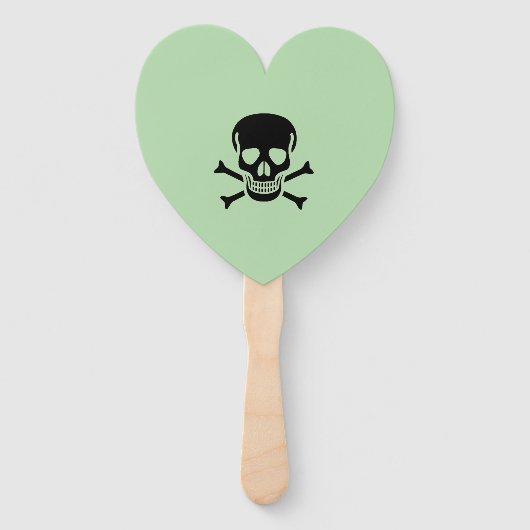 Éventail Ventilateurs de main coeur vert crâne noir (Devant)