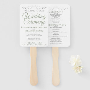 Éventail Ventilateurs de Mariage blanc élégant Sage Green a