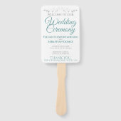 Éventail Ventilateurs de mariage turquoises et gris avec pr (Devant)