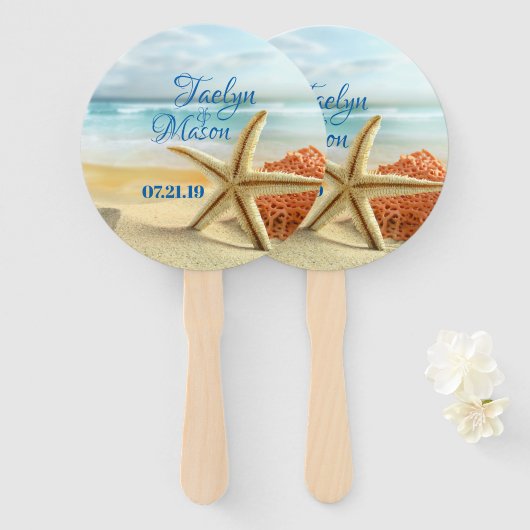 Éventail Ventilateurs de plage Mariage tropical Mariage (Devant et derrière)