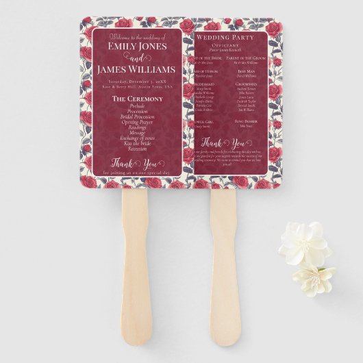 Éventail Ventilateurs de programme Rose (Devant et derrière)