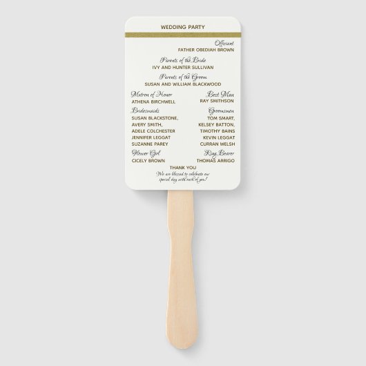 Éventail Ventilateurs du programme de Cérémonie de Mariage  (Dos)