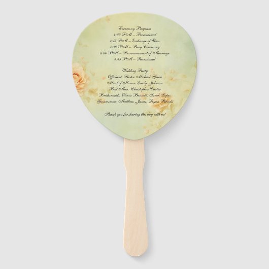 Éventail Ventilateurs du programme de mariage (Dos)