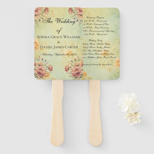 Éventail Ventilateurs du programme de mariage (Devant et derrière)