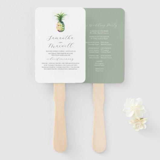 Éventail Ventilateurs du programme de mariage Aquarelle ana (Devant et derrière)