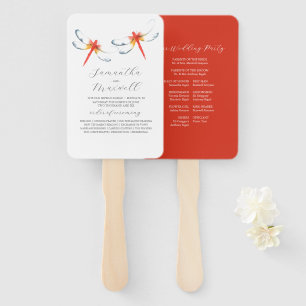 Éventail Ventilateurs du programme de mariage Aquarelle rou