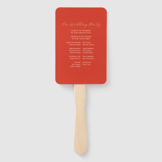 Éventail Ventilateurs du programme de mariage Aquarelle rou (Dos)