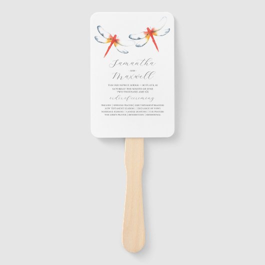 Éventail Ventilateurs du programme de mariage Aquarelle rou (Devant)