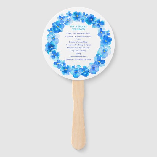 Éventail Ventilateurs du programme de mariage Blue pansy aq (Dos)