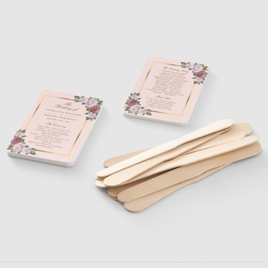 Éventail Ventilateurs du programme de mariage floral rose r (Non-assemblé)