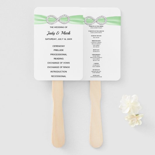 Éventail Ventilateurs du programme de mariage Green Diamond (Devant et derrière)