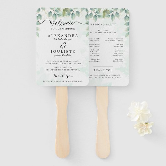 Éventail Ventilateurs du programme de mariage moderne avec  (Devant et derrière)