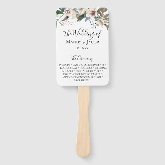 Éventail Ventilateurs du programme de mariage Neutral Flora (Devant)