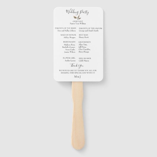 Éventail Ventilateurs du programme de mariage Neutral Flora (Dos)