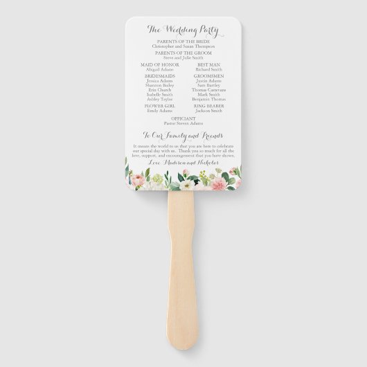 Éventail Ventilateurs du programme de mariage rose et blanc (Dos)