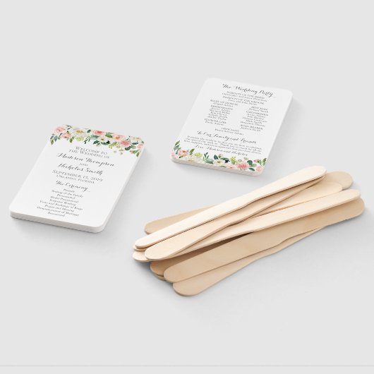 Éventail Ventilateurs du programme de mariage rose et blanc (Non-assemblé)