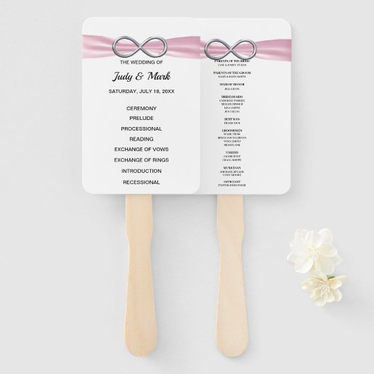 Éventail Ventilateurs du programme de mariage rose Infinity (Devant et derrière)