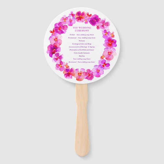 Éventail Ventilateurs du programme de mariage rose passoire (Dos)