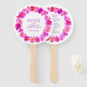 Éventail Ventilateurs du programme de mariage rose passoire (Devant et derrière)