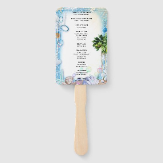 Éventail Ventilateurs du programme de mariage Tropical Beac (Dos)