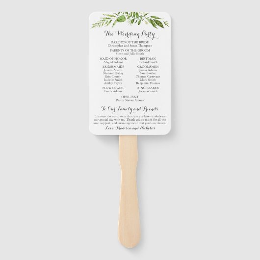 Éventail Ventilateurs du programme de mariage vert, Verdure (Dos)