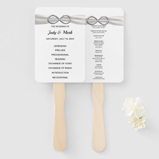 Éventail Ventilateurs du programme de mariage White Infinit (Devant et derrière)