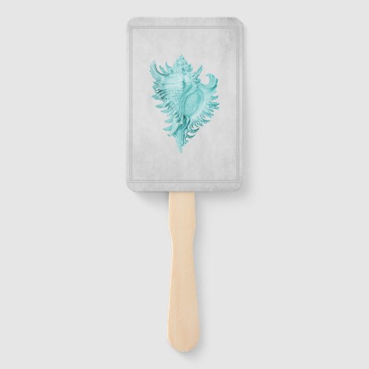 Éventail Ventilateurs main Mariage turquoise Conch Shell (Dos)