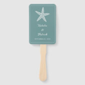 Éventail Ventilateurs mains Mariage turquoises Starfish (Devant)