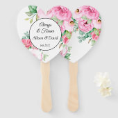 Éventail Ventilateurs mariages à pédales rose Floral (Devant et derrière)
