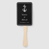 Éventail Ventilateurs Mariages d'Ancres nautiques noirs (Devant)