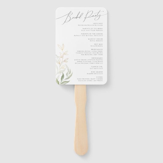 Éventail Verdure et or | Programme de mariage (Dos)