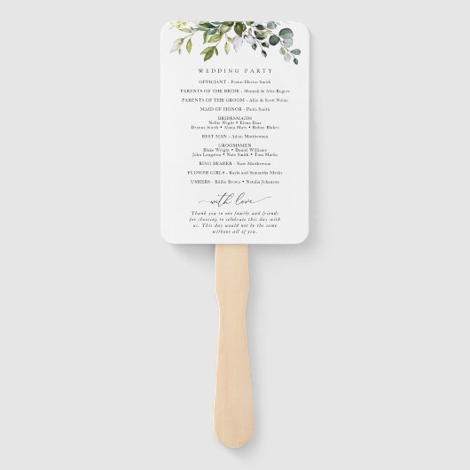 Éventail Verdure, Eucalyptus Feuilles, programme de mariage (Dos)