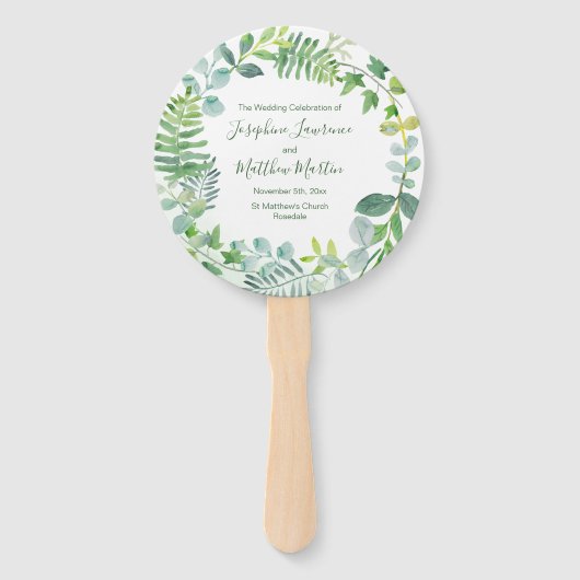 Éventail Verdure Foliage Wreath Programmes de mariage (Devant)