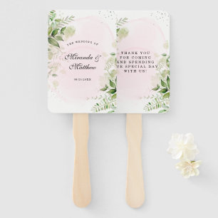Éventail Verdure rustique Merci Mariage rose pâle