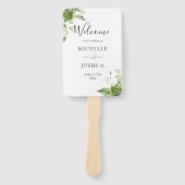 Éventail Vert Floral Élégant Programme de Mariage Moderne (Devant)