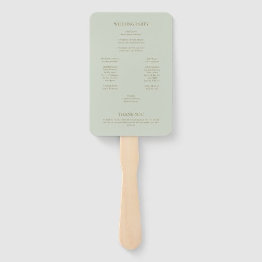 Éventail Vert sauge clair Boho drapé perlé Mariage (Dos)