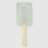 Éventail Vert sauge clair Boho drapé perlé Mariage (Devant)