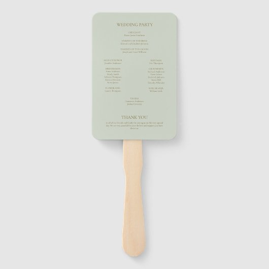 Éventail Vert sauge clair mariage bohème drapé perlé (Dos)