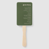 Éventail Vibes rétro simples | Programme de mariage vert ol (Dos)