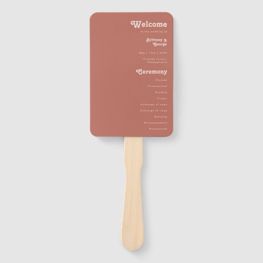 Éventail Vibes rétro simples | Vieux programme de mariage R (Devant)