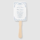 Éventail Victorian Ornate Blue Floral Wedding Programme (Devant)
